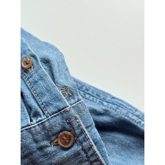 BANANA REPUBLIC Reigh Classic Denim Shirt Medium Blue Button Up Blouse, Size S - Picture 9 of 13